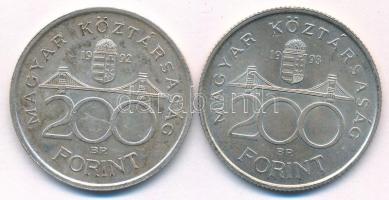1992-1993. 200Ft Ag "MNB" (2xklf) T:AU,XF patina
Adamo F13