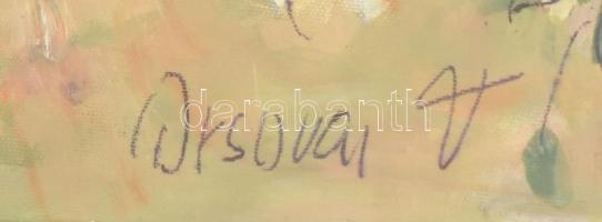 Orsovai Valéria (1943-): Virágok. Olaj, karton, jelzett. Üvegezett fakeretben. 14x20,5 cm