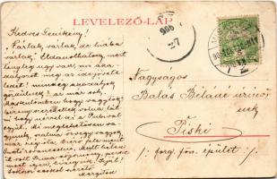 1906 Miskolc, Hotel Korona szálloda és kávéház, villamos (EB)