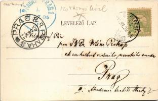 1905 Miskolc, Széchenyi utca, villamos, Fischer üzlete. Ferenczi B. kiadása (EK)