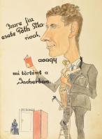 Katonai karikatúrákat tartalmazó vázlatfüzet 24 db egyedi grafikával, vegyes technika, papír, jelzés...