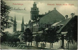 1909 Felsőbánya, Baia Sprie; Hunyady Mátyás utcai részlet. H. Riedl E. kiadása / street