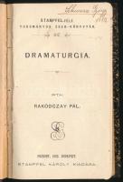 Rakodczay Pál: Dramaturgia. Stampfel-féle Tudományos Zseb-könyvtár 107. + Mihalik József: A zománcz. Stampfel-féle Tudományos Zseb-könyvtár 63-64. [Egybekötve]. Pozsony-Bp., 1901-1902, Stampfel Károly, 68+(4) p., 141+(3) p. Szövegközi fekete-fehér illusztrációkkal. Félvászon-kötésben, kissé kopott gerinccel, tulajdonosi névbejegyzéssel.