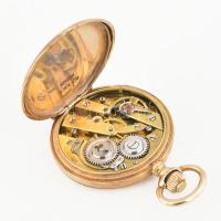 Braunswetter János, Szeged 14k arany (Au) női zsebóra. Díszített tok, porvédőn jelzett, Hibátlan szá...