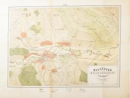 1870 Kolozsvár környékének térképe, rajzolta: Tompa János, M. K. Államnyomda Buda, 59×76 cm