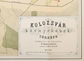 1870 Kolozsvár környékének térképe, rajzolta: Tompa János, M. K. Államnyomda Buda, 59×76 cm