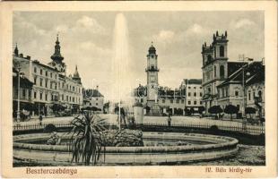 1916 Besztercebánya, Banská Bystrica; IV. Béla király tér, üzletek, városháza. Havelka József kiadása / square, shops, town hall (fl)