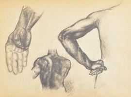 Mátrai László jelzéssel: Vázlatfüzet, benne grafikák össz. 17 oldalon (emberi test, anatómiai vázlat...