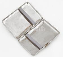 Német cigarettatárca, gilosált mintával, kopással, 9,5x7 cm