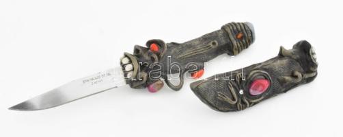 Japán dísztőr, fantázia tokban, jelzéssel, kopással, h: 21 cm