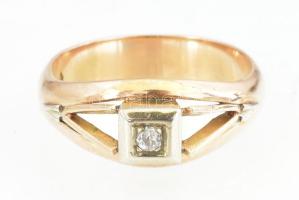 14k arany (Au) gyűrű gyémánttal, Jelzett br 5,45 g m: 58 cm