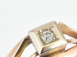 14k arany (Au) gyűrű gyémánttal, Jelzett br 5,45 g m: 58 cm