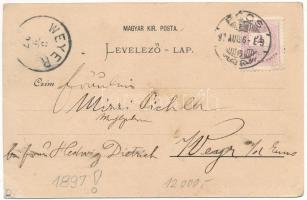 1897 (Vorläufer) Pécs, Kereskedelmi és Iparkamara, látkép, Székesegyház, Nemzeti kaszinó, Pénzügyi p...