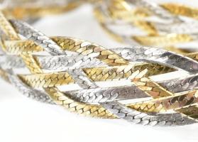 Ezüst (Ag) hatszálas fonott kígyó nyaklánc, jelzett, h: 45 cm, nettó: 19,8 g