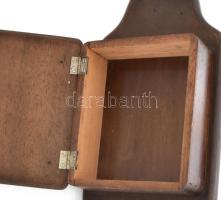 Fali tárolódoboz, bronz "Hazádnak rendületlenül" feliratos címeres szerelékkel, 24x14x9 cm