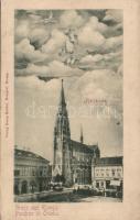 Osijek Church of St Peter and St Paul with lady cycling from the Moon