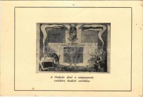 Sopron, Memento et Labora. 1921. december 14. A főiskola által a népszavazás emlékére kiadott emléklap. Kiadja a Bánya-, Kohó- és Erdőmérnökhallgatók Ifj. Köre (lyuk / pinhole)
