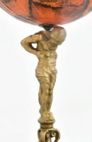 Földet tartó Atlasz földgömb, kis sérüléssel, fém, karton, m: 32,5 cm