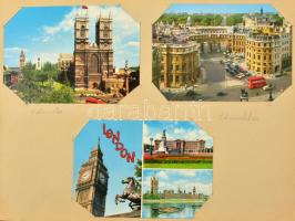 Főleg MODERN képeslap gyűjtemény 3 vázlatfüzetben és 2 hosszú dobozban. Érdekes, vegyes anyag, főleg...