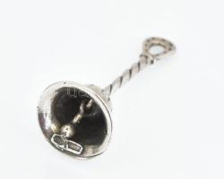 Ezüst (Ag) csavart nyelű csengő, jelzett, h: 5 cm, nettó: 6,3 g