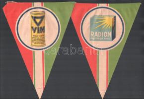 3 db nemzeti színű papír reklámzászló: ABC színszappan, VIM tisztítószer, Radion mosószer. Athenaeum...