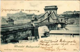 1900 Budapest, Lánchíd, Királyi vár. Schmidt Edgar kiadása (EK)