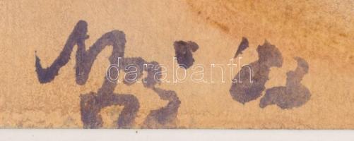 Nagy Lajos (1956-): Vízparton. Akvarell, papír, jelzett. 3x24 cm