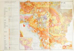 1984 Atlas of the Danubian Countries - Soils / A Duna menti országok talajtérképe, 1 : 2.000.000, nagyméretű térkép, négy nyelvű jelmagyarázattal, hajtva, 99,5x68 cm