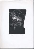 Kőhegyi Gyula (1933- ): Van Gogh önarcképe. Linómetszet, papír. Jelzett. 15x11 cm