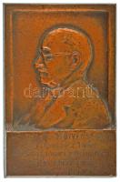 1943. Dr. zalai Fenyvessy Béla egyetemi ny. r. tanár 25 éves tanári jubileumára hálás tanítványai 1918-1943 bronz emlékplakett (61x40mm) T:XF patina