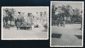 1935 Cserkész fogadalomtétel, 2 db fotó, 9×6 cm