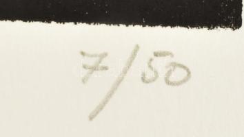 Joseph Kádár (1936-2019): Dualista kompozíció, 1987. Cinkkarc, papír, jelzett, számozott (7/50). Hát...