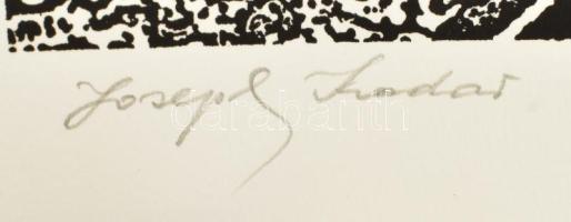 Joseph Kádár (1936-2019): Dualista kompozíció, 1987. Cinkkarc, papír, jelzett, számozott (7/50). Hát...