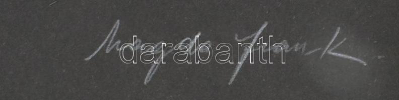 Frank Magda (1914-1997): Geometrikus kompozíció. Szitanyomat, papír, jelzett, lapméret: 50x35 cm