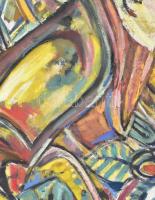 Hetényi Tibor (1891-1977): Dombos táj. Tempera, papír, jelzés nélkül, lapszéli apró sérüléssel, 43x5...