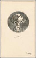 Vagyóczky Károly (1941-): Archimboldó lap. Rézkarc, papír, jelzett, 10,5x6,5 cm