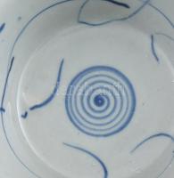 Kéken festett kínai leveses tál szett, 6 db, jelzéssel, hibátlan, d: 12 cm