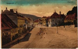 1917 Segesvár, Schässburg, Sighisoara; Piac tér. Vasúti levelezőlapárusítás 1280. / square (EK)