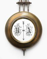 19. sz. vége, Budapesti órásmester által készített felesütős falióra, porcelán számlappal, nem működ...