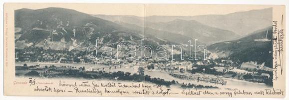 1902 Gorazde, Gorazda; rafters. 2-tiled folding panoramacard (Rb) + K.U.K. MILIT. POST GORAZDA