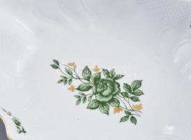 Hollóházi Erika mintás 4 darabos asztali szett, jelzéssel, minimális kopottsággal, egyik rózsán kis ...