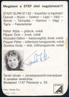 4 db zenészek által aláírt nyomtatvány: Tereh István (1958- ) zenei producer, a Cherry együttes (x2), valamint a Bakter Brothers tagjainak aláírásai
