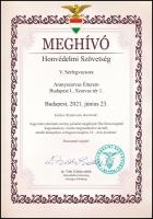 2021 A Honvédelmi Szövetség V: Serlegvacsorája Somogyváry Gyula (1895-1953) tiszteletére oklevél 20x...