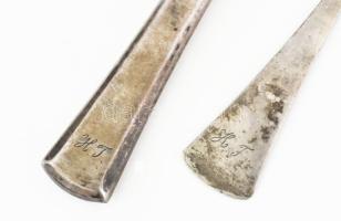 4 db ezüst (Ag) evőeszköz, a Solingen jelzésű kés ezüst (Ag) nyelű, bruttó: 225 g, jelzéssel