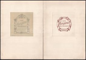 Végh Gusztáv (1889 - 1973): 5 db grafika, rajz. reklám terv. Vegyes technikák kb 13x18 cm