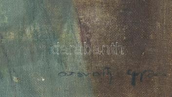 Ozsváth Gyula (?-?), kárpátaljai festő, XX. sz első fele: Lány virágcsokorral. Olaj, vászon, jelzett...