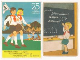 4 db MODERN motívum képeslap: magyar szocreál propaganda üdvözlőlapok úttörőkkel / 4 modern motive p...