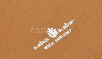 Würzl & Söhne antik bécsi bőr keménygallér tartó, jelzéssel, kopással, d: 16,5 cm