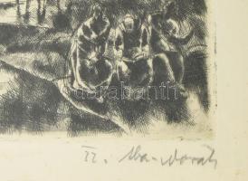 Aba-Novák Vilmos (1894-1941): Golgota, 1922. Rézkarc, papír, jelzett. Apró foltokkal. Üvegezett fake...