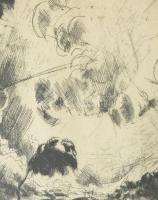 Aba-Novák Vilmos (1894-1941): Golgota, 1922. Rézkarc, papír, jelzett. Apró foltokkal. Üvegezett fake...